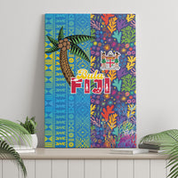 Fijian Coral Reef Canvas Wall Art with Traditional Tapa Pattern Split Style LT03 - Polynesian Pride
