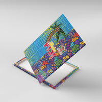 Fijian Coral Reef Canvas Wall Art with Traditional Tapa Pattern Split Style LT03 With Frame Multicolor - Polynesian Pride