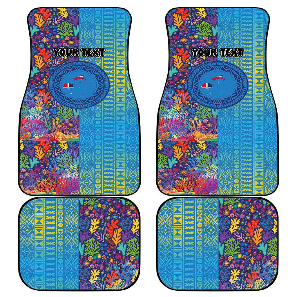 Personalised Fijian Coral Reef Car Mats with Traditional Tapa Pattern Split Style LT03 - Polynesian Pride