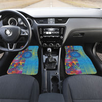 Personalised Fijian Coral Reef Car Mats with Traditional Tapa Pattern Split Style LT03 Set 2pcs - Front Multicolor - Polynesian Pride