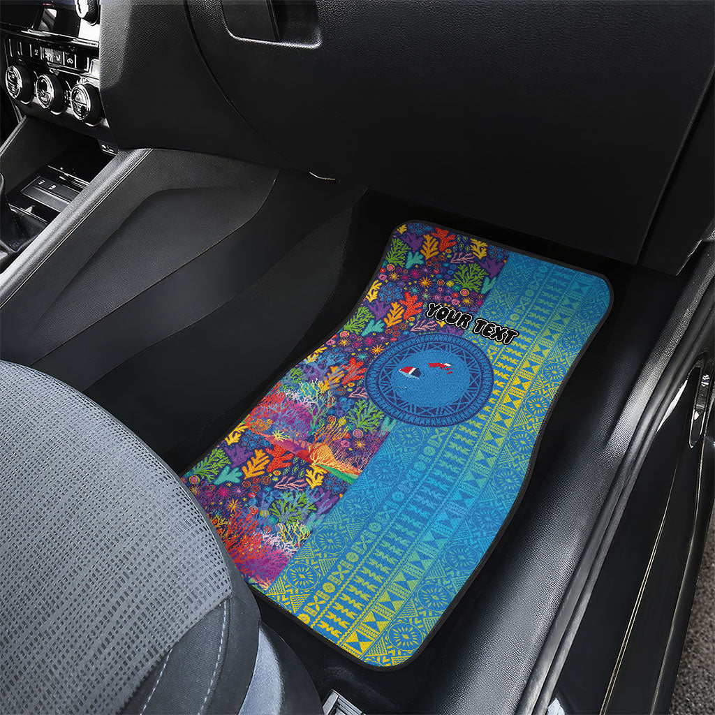 Personalised Fijian Coral Reef Car Mats with Traditional Tapa Pattern Split Style LT03 - Polynesian Pride
