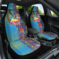 Fijian Coral Reef Car Seat Cover with Traditional Tapa Pattern Split Style LT03 One Size Multicolor - Polynesian Pride