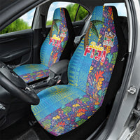 Fijian Coral Reef Car Seat Cover with Traditional Tapa Pattern Split Style LT03 - Polynesian Pride