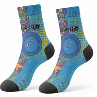 Personalised Fijian Coral Reef Crew Socks with Traditional Tapa Pattern Split Style LT03 - Polynesian Pride