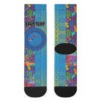 Personalised Fijian Coral Reef Crew Socks with Traditional Tapa Pattern Split Style LT03 - Polynesian Pride