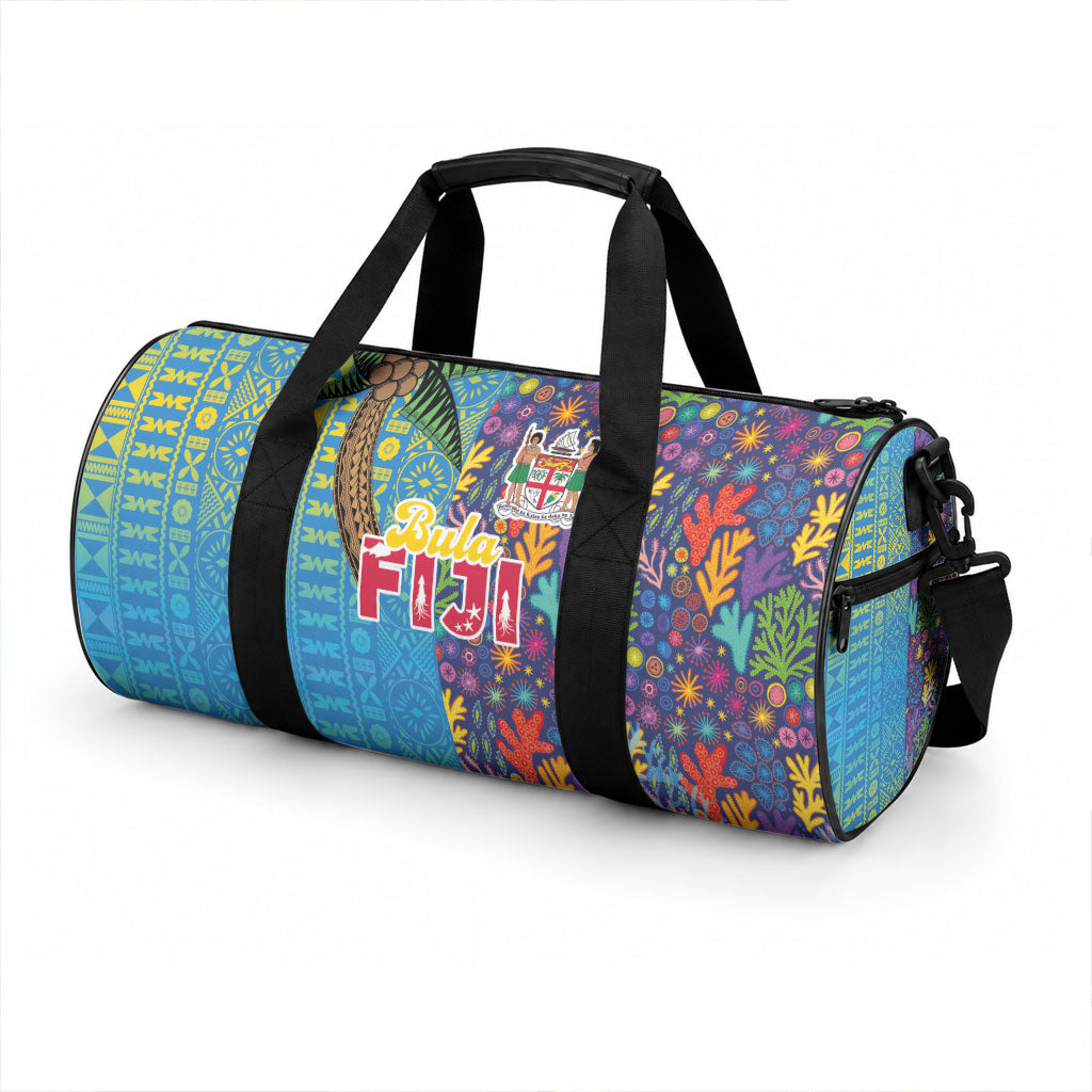 Fijian Coral Reef Duffle Bag with Traditional Tapa Pattern Split Style LT03 - Polynesian Pride