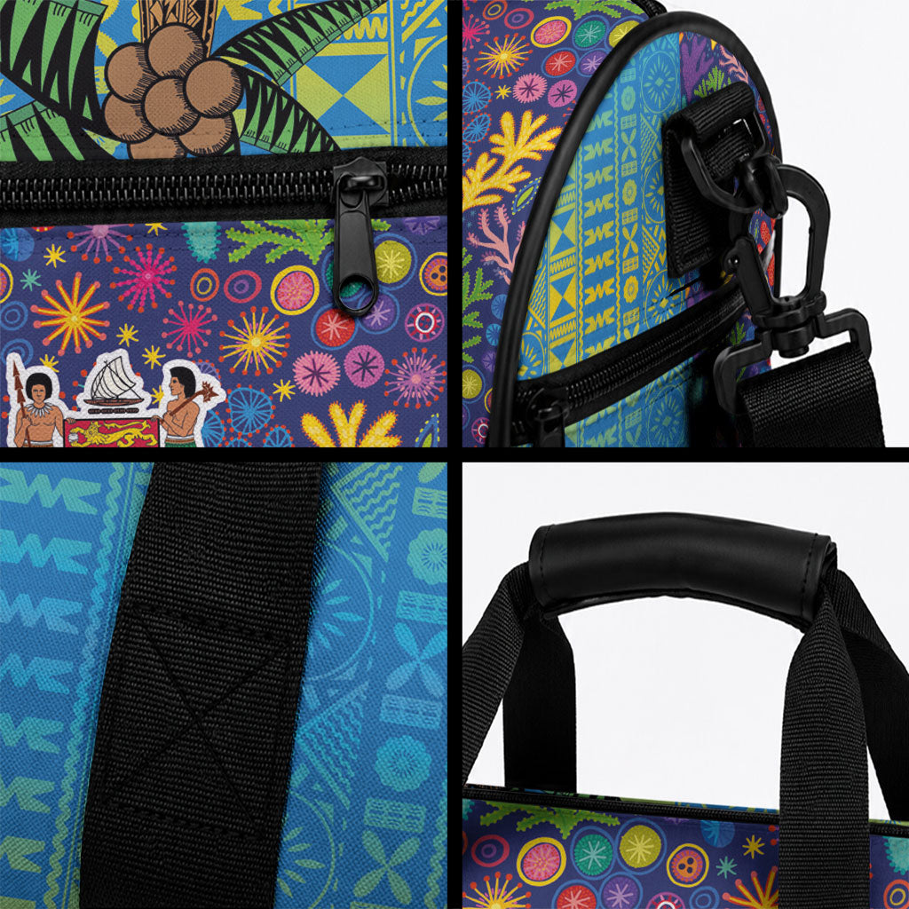 Fijian Coral Reef Duffle Bag with Traditional Tapa Pattern Split Style LT03 - Polynesian Pride