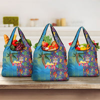 Fijian Coral Reef Grocery Bag with Traditional Tapa Pattern Split Style LT03 3-pack One Size Multicolor - Polynesian Pride