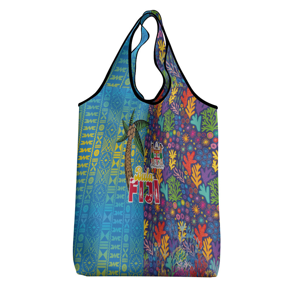 Fijian Coral Reef Grocery Bag with Traditional Tapa Pattern Split Style LT03 - Polynesian Pride