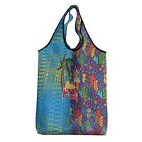 Fijian Coral Reef Grocery Bag with Traditional Tapa Pattern Split Style LT03 - Polynesian Pride