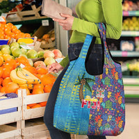 Fijian Coral Reef Grocery Bag with Traditional Tapa Pattern Split Style LT03 - Polynesian Pride