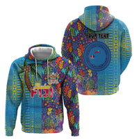 Personalised Fijian Coral Reef Hoodie with Traditional Tapa Pattern Split Style LT03 - Polynesian Pride