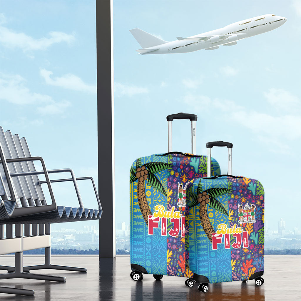 Fijian Coral Reef Luggage Cover with Traditional Tapa Pattern Split Style LT03 - Polynesian Pride