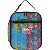 Fijian Coral Reef Lunch Bag with Traditional Tapa Pattern Split Style LT03 10.2 × 8.3 × 4.3 inch Multicolor - Polynesian Pride
