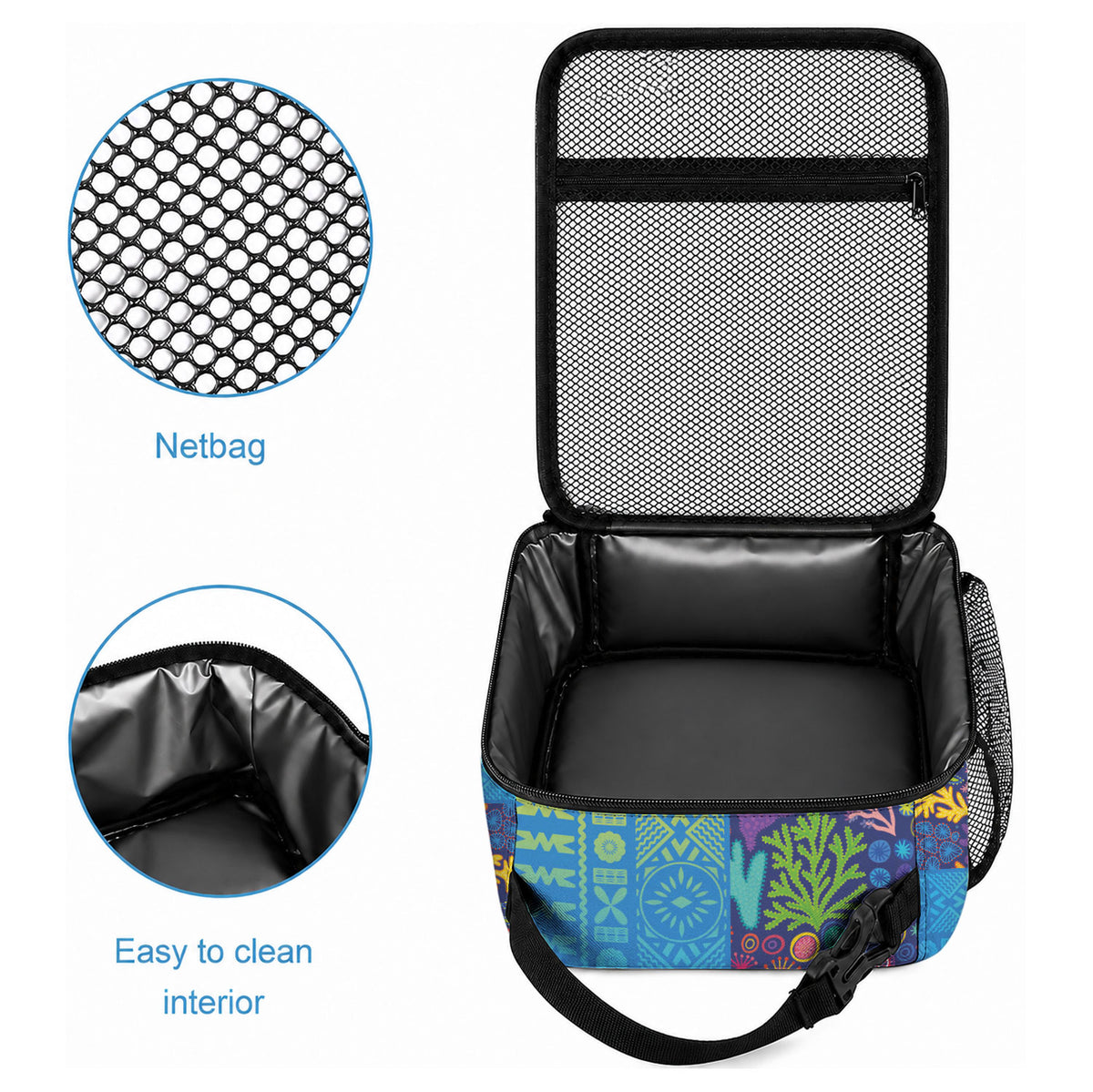 Fijian Coral Reef Lunch Bag with Traditional Tapa Pattern Split Style LT03 - Polynesian Pride