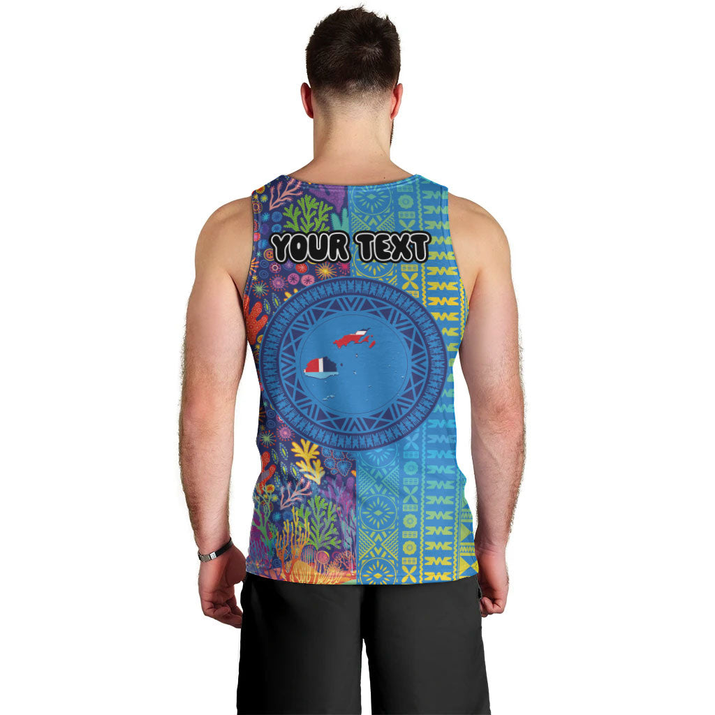 Personalised Fijian Coral Reef Men Tank Top with Traditional Tapa Pattern Split Style LT03 - Polynesian Pride