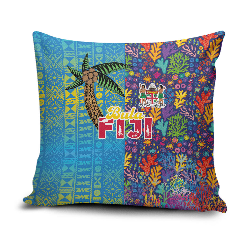 Fijian Coral Reef Pillow Cover with Traditional Tapa Pattern Split Style LT03 Multicolor - Polynesian Pride