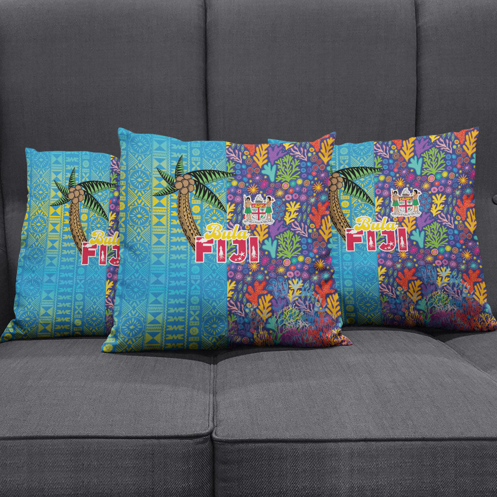 Fijian Coral Reef Pillow Cover with Traditional Tapa Pattern Split Style LT03 - Polynesian Pride
