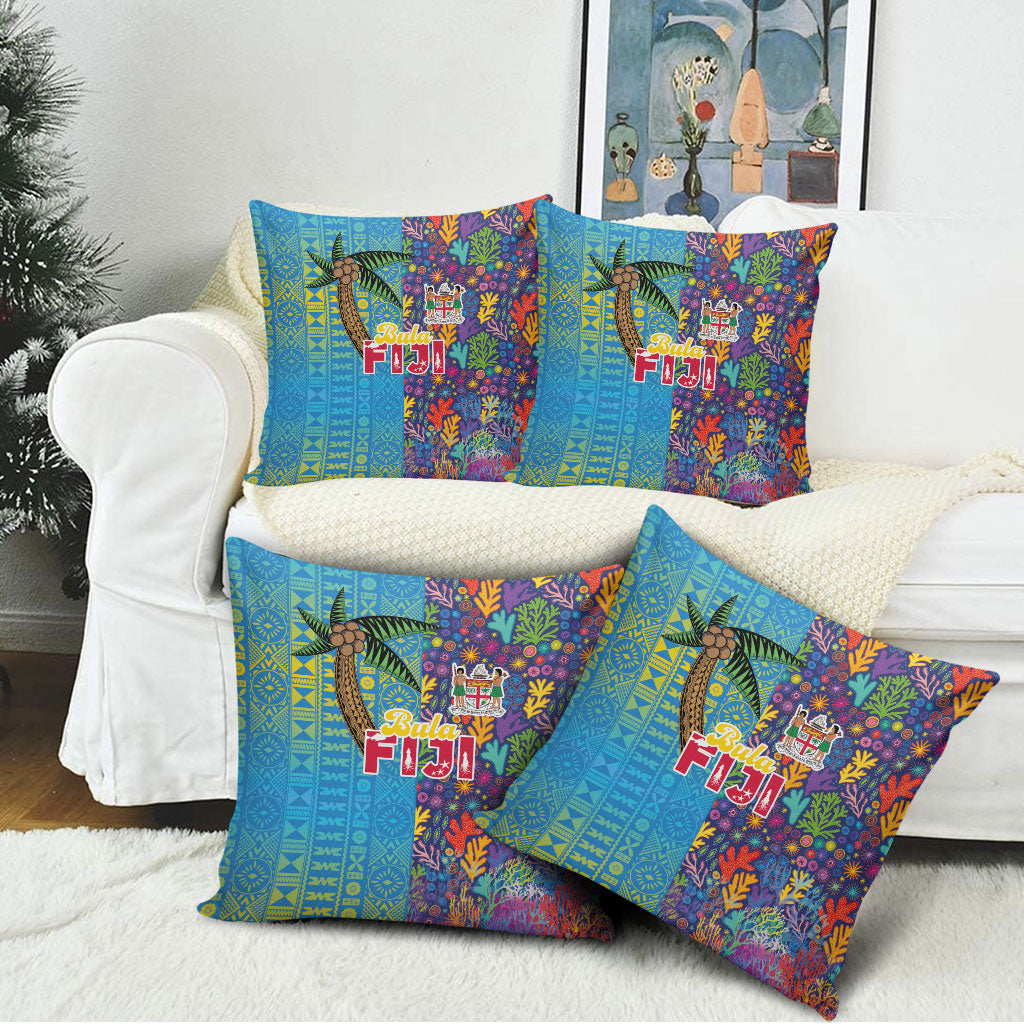 Fijian Coral Reef Pillow Cover with Traditional Tapa Pattern Split Style LT03 - Polynesian Pride