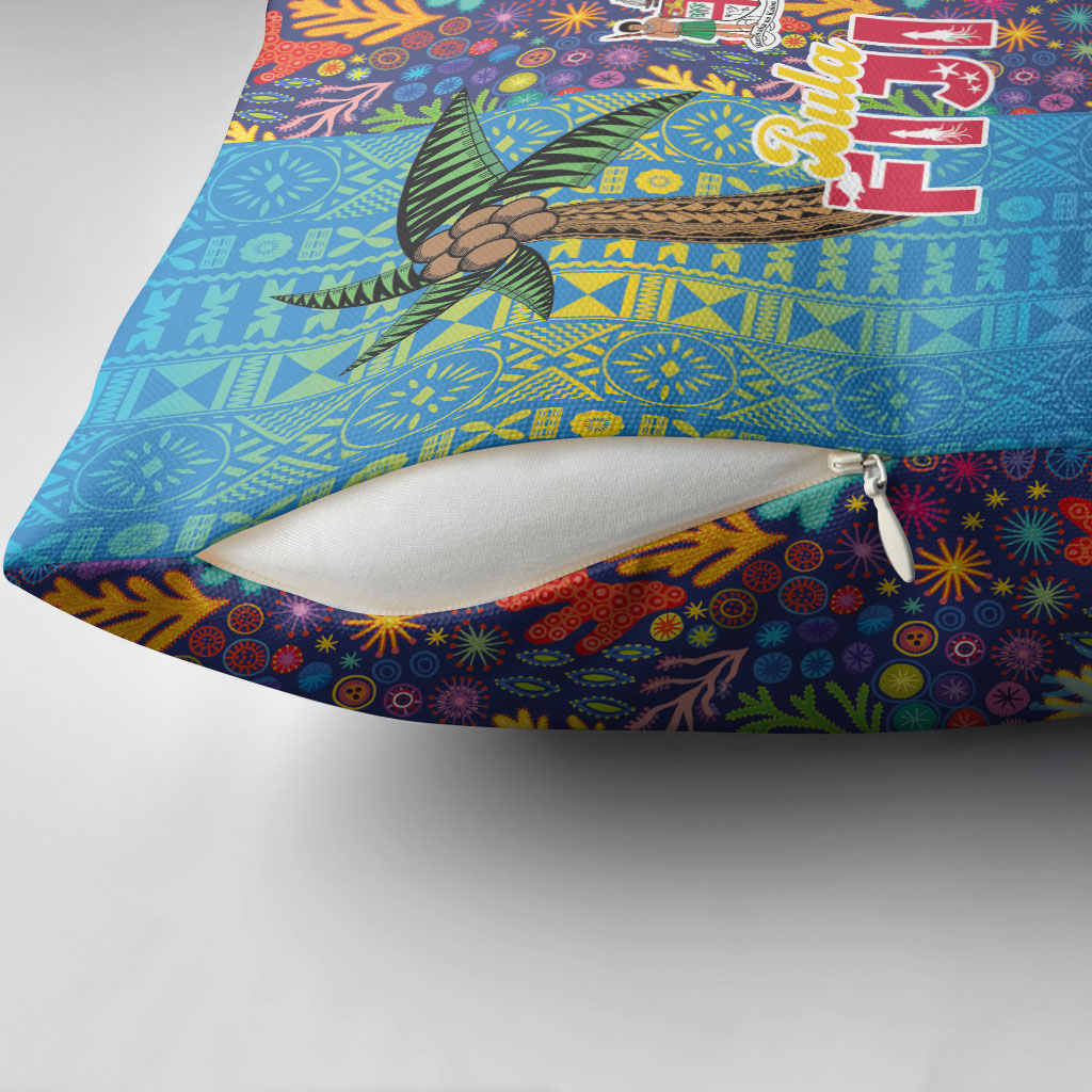 Fijian Coral Reef Pillow Cover with Traditional Tapa Pattern Split Style LT03 - Polynesian Pride