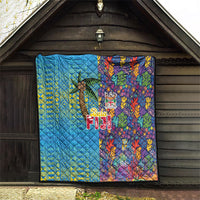 Fijian Coral Reef Quilt with Traditional Tapa Pattern Split Style LT03 - Polynesian Pride