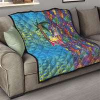 Fijian Coral Reef Quilt with Traditional Tapa Pattern Split Style LT03 - Polynesian Pride