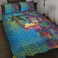 Fijian Coral Reef Quilt Bed Set with Traditional Tapa Pattern Split Style LT03 Multicolor - Polynesian Pride