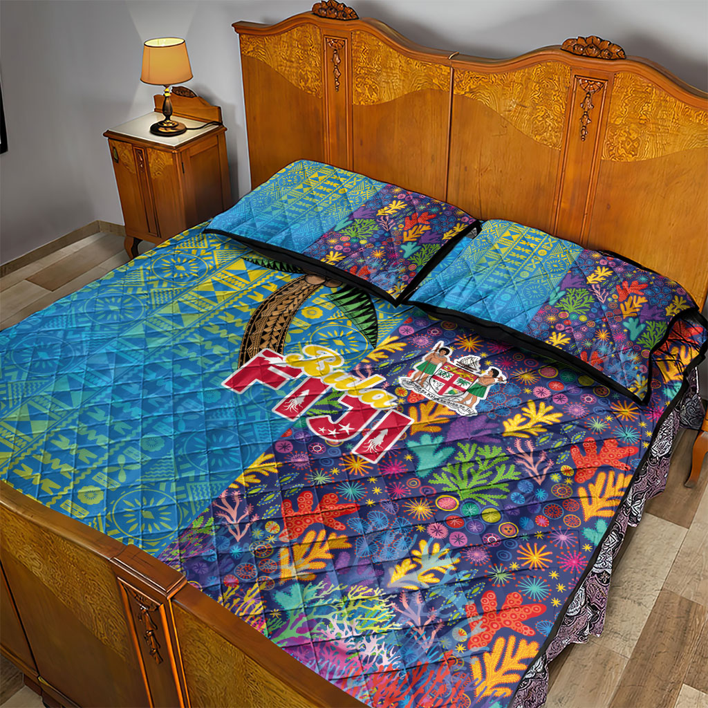 Fijian Coral Reef Quilt Bed Set with Traditional Tapa Pattern Split Style LT03 - Polynesian Pride