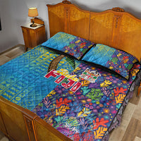 Fijian Coral Reef Quilt Bed Set with Traditional Tapa Pattern Split Style LT03 - Polynesian Pride