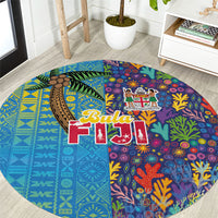 Fijian Coral Reef Round Carpet with Traditional Tapa Pattern Split Style LT03 Multicolor - Polynesian Pride