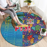 Fijian Coral Reef Round Carpet with Traditional Tapa Pattern Split Style LT03 - Polynesian Pride