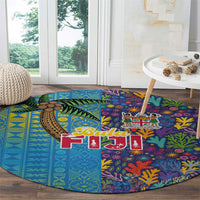 Fijian Coral Reef Round Carpet with Traditional Tapa Pattern Split Style LT03 - Polynesian Pride