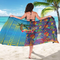 Fijian Coral Reef Sarong with Traditional Tapa Pattern Split Style LT03 - Polynesian Pride