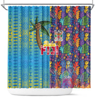 Fijian Coral Reef Shower Curtain with Traditional Tapa Pattern Split Style LT03 Multicolor - Polynesian Pride