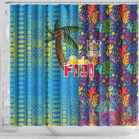 Fijian Coral Reef Shower Curtain with Traditional Tapa Pattern Split Style LT03 - Polynesian Pride