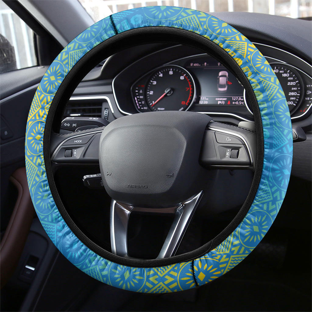 Fijian Coral Reef Steering Wheel Cover with Traditional Tapa Pattern Split Style LT03 - Polynesian Pride