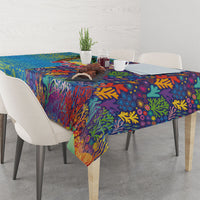 Fijian Coral Reef Tablecloth with Traditional Tapa Pattern Split Style LT03 - Polynesian Pride