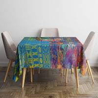 Fijian Coral Reef Tablecloth with Traditional Tapa Pattern Split Style LT03 - Polynesian Pride
