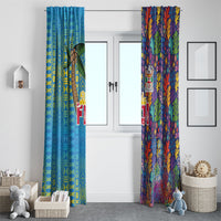 Fijian Coral Reef Window Curtain with Traditional Tapa Pattern Split Style LT03 - Polynesian Pride