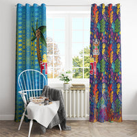 Fijian Coral Reef Window Curtain with Traditional Tapa Pattern Split Style LT03 - Polynesian Pride