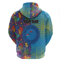 Personalised Fijian Coral Reef Zip Hoodie with Traditional Tapa Pattern Split Style LT03 - Polynesian Pride
