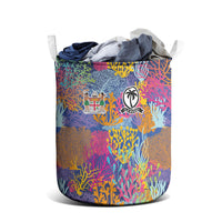 Fijian Rugby Laundry Basket Colorful Coral Reef Pre Match Design LT03 - Polynesian Pride