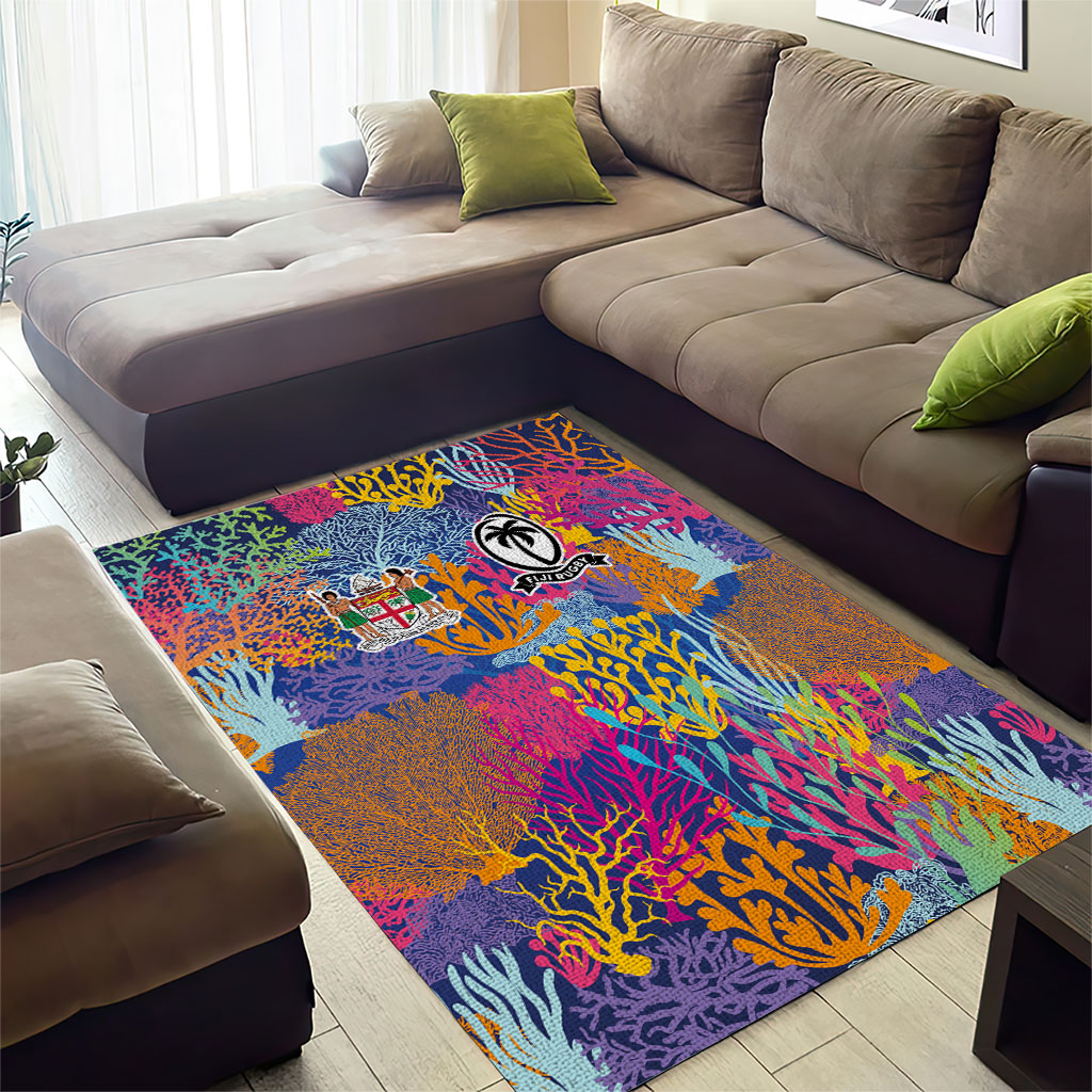 Fijian Rugby Area Rug Colorful Coral Reef Pre Match Design LT03 - Polynesian Pride