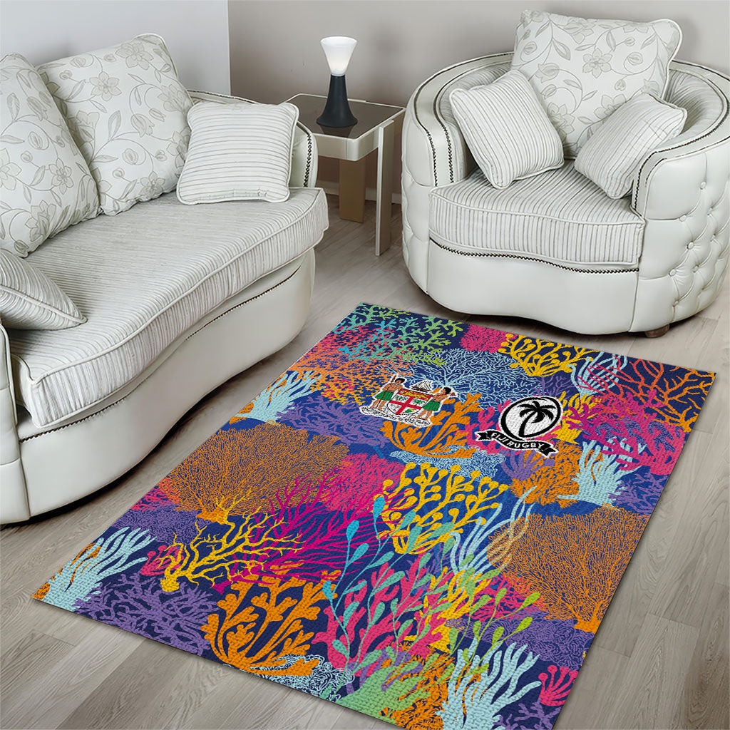 Fijian Rugby Area Rug Colorful Coral Reef Pre Match Design LT03 - Polynesian Pride