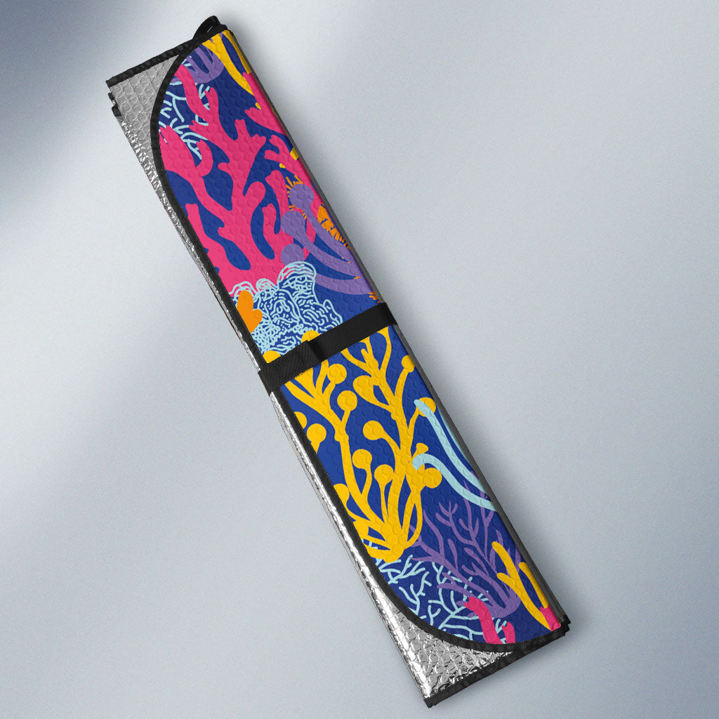 Fijian Rugby Auto Sun Shade Colorful Coral Reef Pre Match Design LT03 - Polynesian Pride