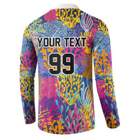 Custom Fijian Rugby Button Sweatshirt Colorful Coral Reef Pre Match Design LT03 - Polynesian Pride