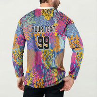 Custom Fijian Rugby Button Sweatshirt Colorful Coral Reef Pre Match Design LT03 - Polynesian Pride
