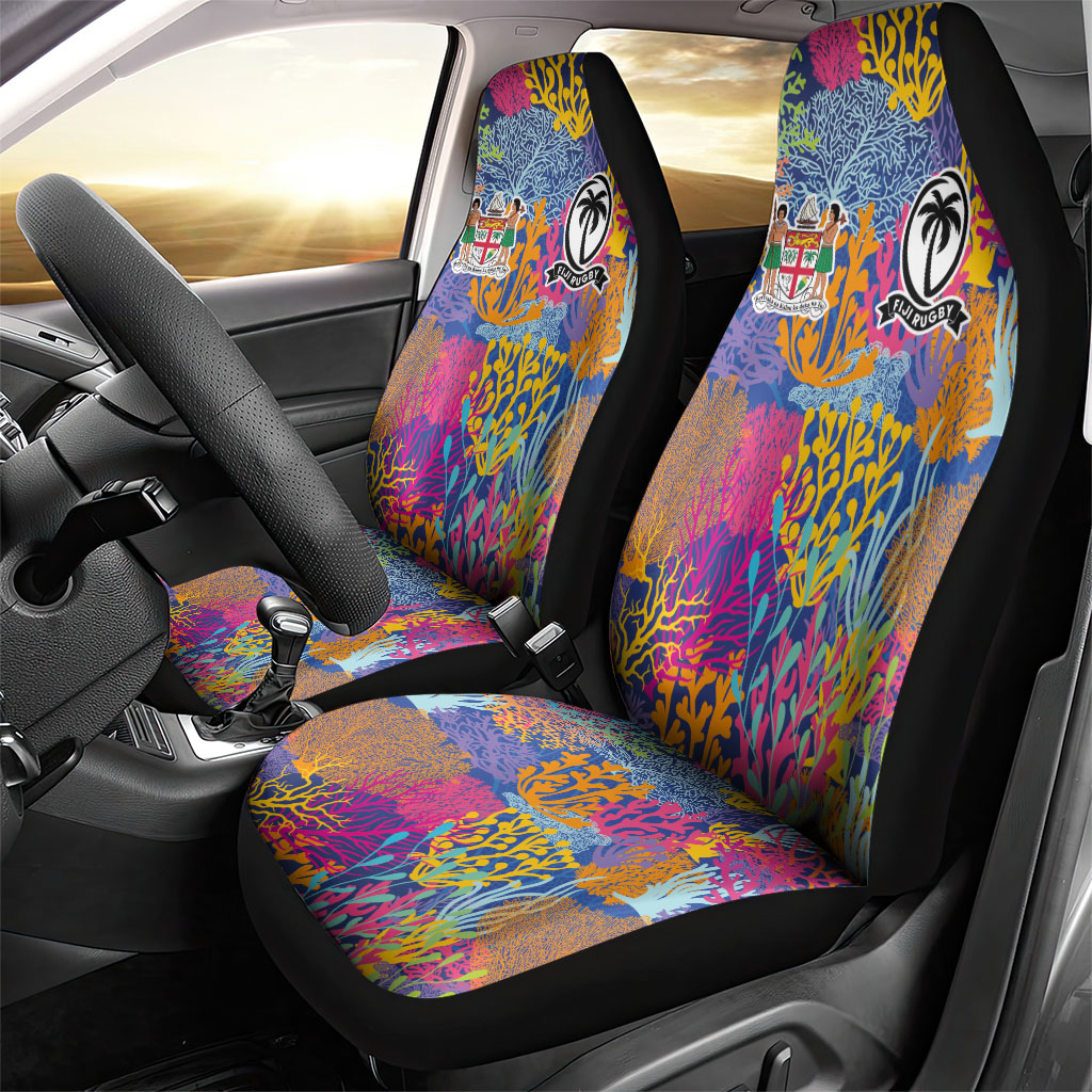 Fijian Rugby Car Seat Cover Colorful Coral Reef Pre Match Design LT03 - Polynesian Pride
