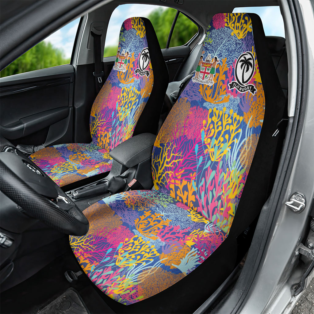 Fijian Rugby Car Seat Cover Colorful Coral Reef Pre Match Design LT03 - Polynesian Pride