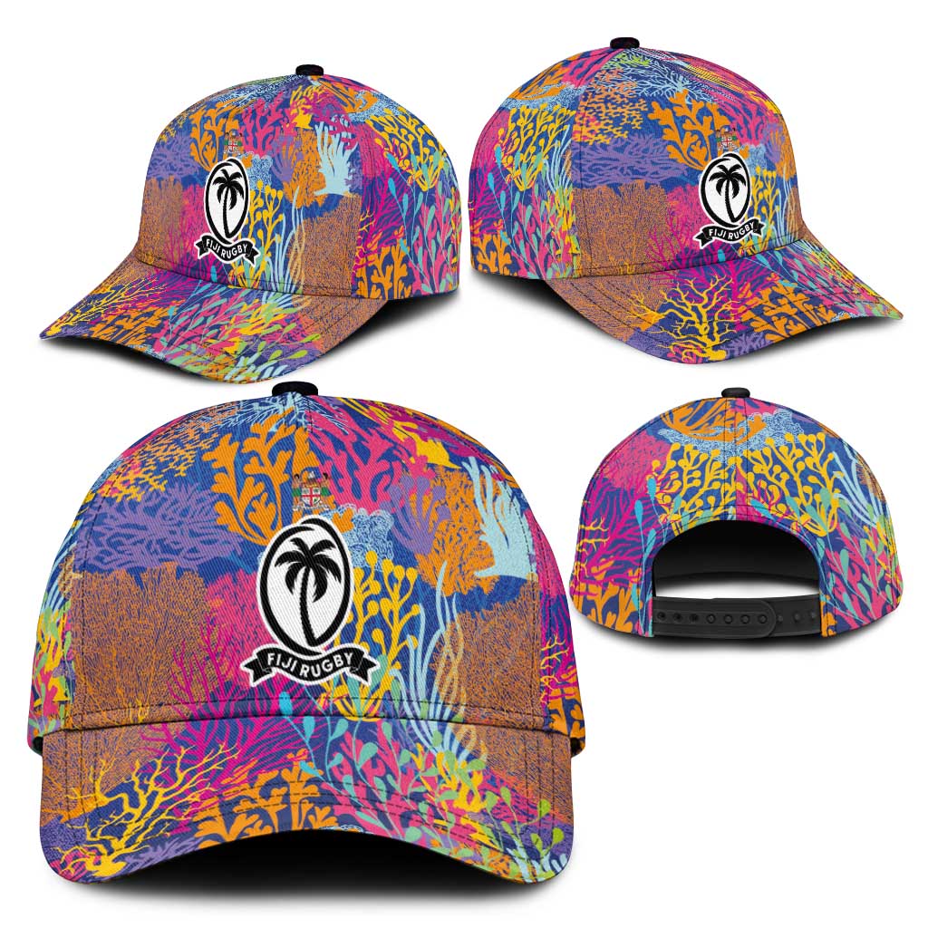 Fijian Rugby Classic Cap Colorful Coral Reef Pre Match Design LT03 - Polynesian Pride